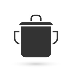 Grey Cooking pot icon isolated on white background. Boil or stew food symbol. Vector