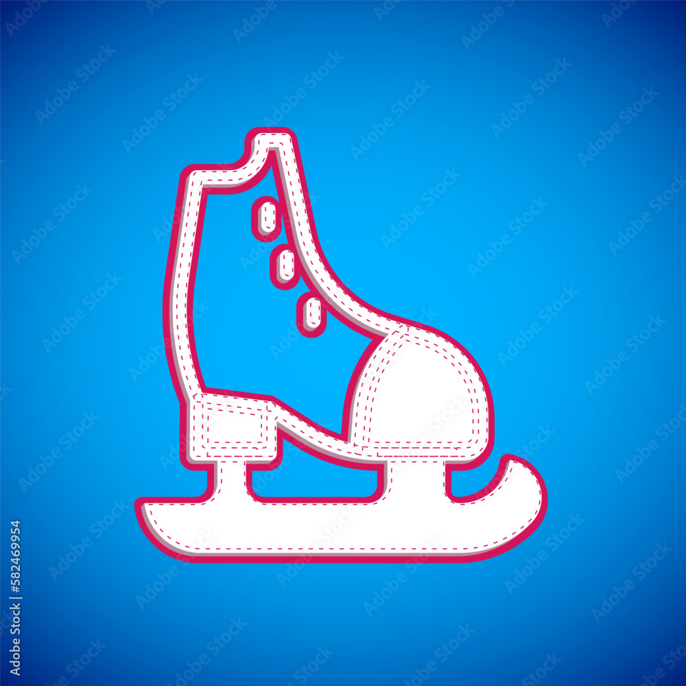 Canvas Prints white skates icon isolated on blue background. ice skate shoes icon. sport boots with blades. vector