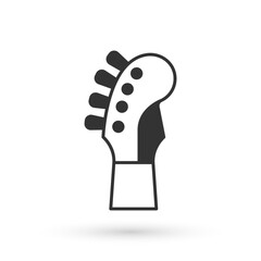 Grey Guitar neck icon isolated on white background. Acoustic guitar. String musical instrument. Vector