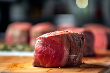 Simply Divine: Tender and Juicy Filet Mignon with Classic Seasoning and Grilled to Perfection, Served with Steamed Asparagus and Red Wine Reduction, Perfect for Upscale Dining and Celebrations.