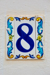 Fototapeta premium Old Weathered House Number 8, Tile on Wall