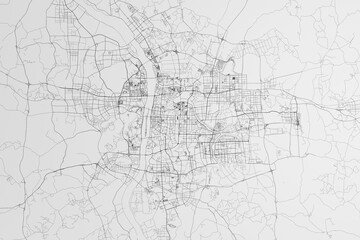 Map of the streets of Changsha (China) on white background. 3d render, illustration