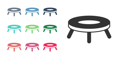 Black Jumping trampoline icon isolated on white background. Set icons colorful. Vector