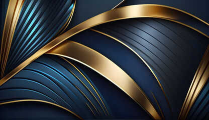 abstract blue goldern line luxury background