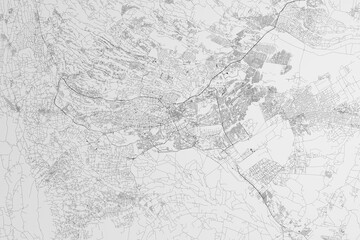 Fototapeta na wymiar Map of the streets of Nairobi (Kenya) on white background. 3d render, illustration