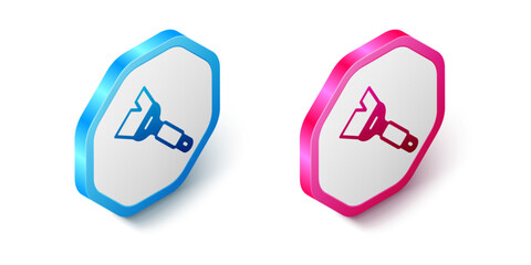 Isometric Beekeeping brush icon isolated on white background. Tool of the beekeeper. Hexagon button. Vector