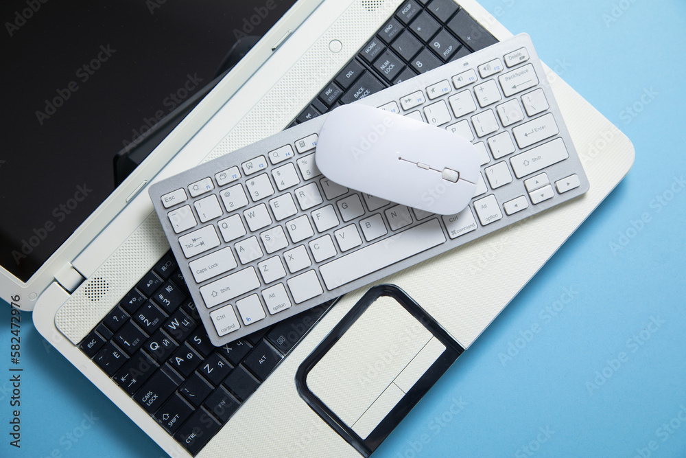 Wall mural computer keyboard and mouse. internet. technology. business