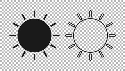Black Sun icon isolated on transparent background. Vector