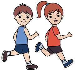 boy and girl running
