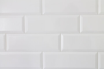 Background of white ceramic brick tile wall