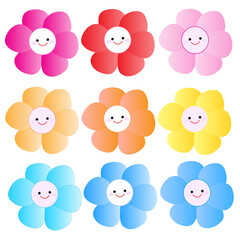 A cute flower with six petals and a smiling face