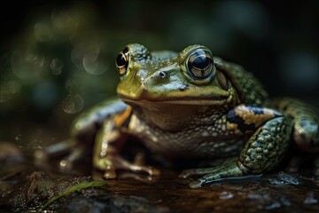Frog close up portrait. Generative AI