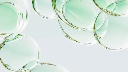 Tuinposter 3Dレンダリングの背景, グリーンの透き通った泡, 水滴の抽象的なイメージ, エコ クリーン 水 © AMONT