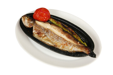 fried fish isolated on white