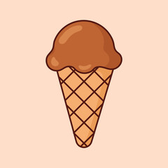 Melting chocolate ice cream scoop cartoon icon vector. Desserts & Sweet Foods Flat Design icon concept. Vector flat outline icon