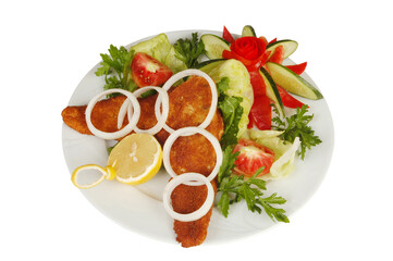 fried fish isolated on white