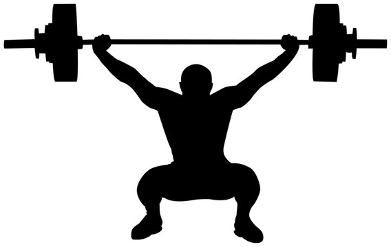 recommend clip art: Silhouette noire d'un haltérophile sur fond blanc - Logo haltérophilie pour Jeux Olympiques