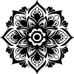 Mandala - Black and White Isolated Icon - Vector illustration