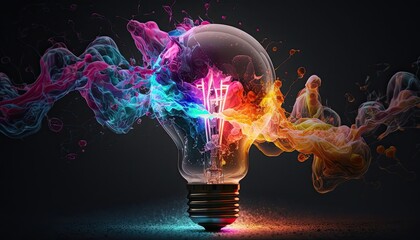 Idea Transfer: The Power of Creative Know-How and Inspiration - Abstract Bulb: Generative AI - obrazy, fototapety, plakaty