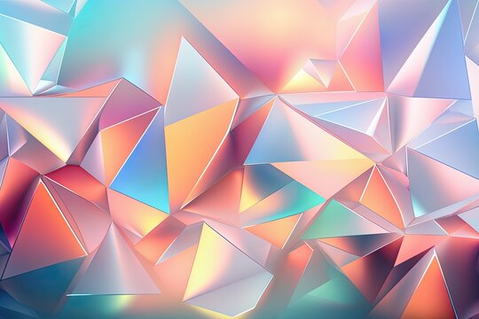 Foil-Textured Holographic Abstract: Colorful Turquoise, Blue, Orange, and Pink Geometric Background: Generative AI