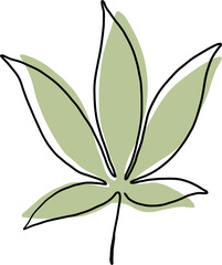 simplicity cannabis leaf continuous freehand drawing.