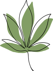 simplicity cannabis leaf continuous freehand drawing.