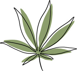 simplicity cannabis leaf continuous freehand drawing.