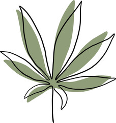 simplicity cannabis leaf continuous freehand drawing.
