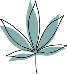 simplicity cannabis leaf continuous freehand drawing.