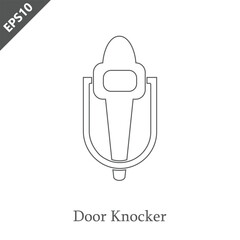 hand drawn door knocker logo design vector flat isolated illustration