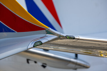 Close-up of the wingtip on a brand new Boeing 737
