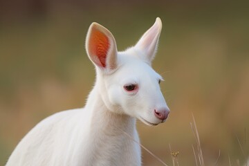 An albino kangaroo portrait. Generative AI