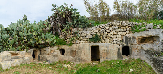 Salina, Malta: The entrance to the Salina Catacombs believed to be dated to the 2nd or 3rd century AD.