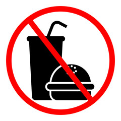No Fast Food Allowed Prohibition Sign, Symbol, Icon