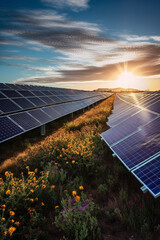 Paineis solares energia solar captação e geração de energia elétrica sustentável renovável natural tecnologia IA Generativa - obrazy, fototapety, plakaty