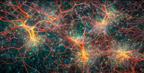 Brain Complexity, Interconnected Neurons Sending Electrochemical Signals, Generative AI