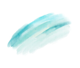 Blue watercolor brush stroke. Isolated on a white background.