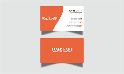 Modern Corporate and Creative Business Card Design Template Double-Sided Horizontal Name Card Simple and Clean Orange and White Visiting Card Vector Illustration Colorful Gradient Business Card