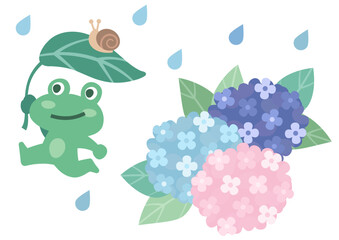 楽しげな梅雨のシンプルイラスト