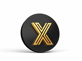 Digital illustration of elite 3D Alphabet Letter x on Black 3d button icon