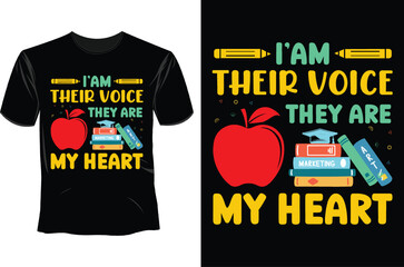 I'am their voice they are my heart, 100 days of school T Shirt Design