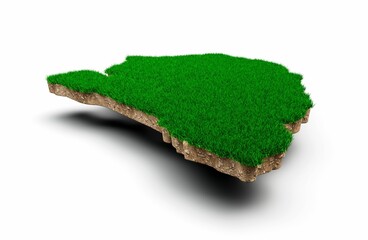 3D rendering of the grassy Africa map topography isolated on a white background