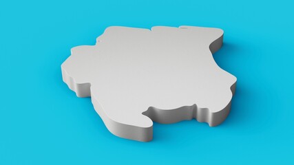3D map of Suriname isolated on a blue background