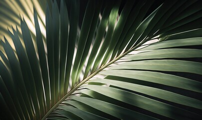 Obraz na płótnie Canvas a close up of a palm leaf with a sky background. generative ai