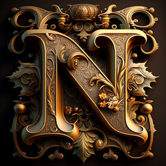 Letter N in victorian style, created with generative AI