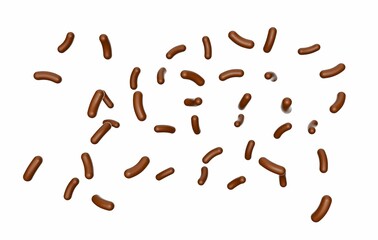 Falling Chocolate sprinkles isolated on white background