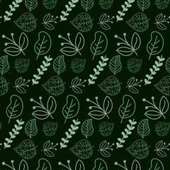 Beautiful romantic flower collection Seamless floral Green pattern background Vector Pattern Bright color Pattern suitable for posters, postcards, fabric or wrapping paper