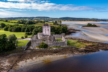 Fototapeta na wymiar Aerial view of Castle Dow and Sheephaven Bay in Creeslough - County Donegal, Ireland
