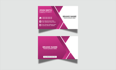 Modern Corporate and Creative Business Card Design Template Double-Sided Horizontal Name Card Simple and Clean Pink and White Purple Visiting Card Vector Illustration Colorful Gradient Business Card