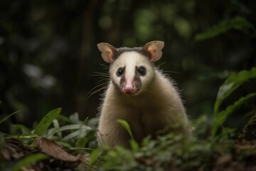 Obraz premium Free ranging Brazilian opossum in a forest. Generative AI